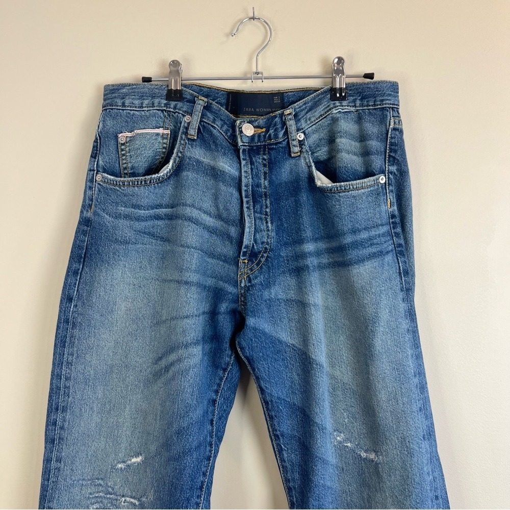 Zara Studio Wide Leg Distressed High Rise Jeans Blue Size S - Picture 11 of 16